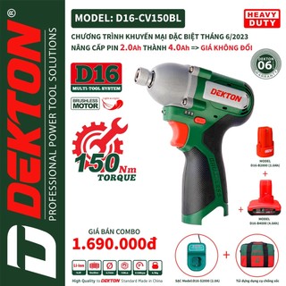 Máy bắn vít dùng pin 16,8v dekton d16-iw200n - motor brushless - lực siết 200nm