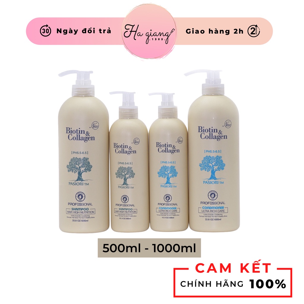 Biotin Collagen - Cặp Dầu Gội Xả Biotin Collagen Phục Hồi Chống Rụng Tóc 1000Ml