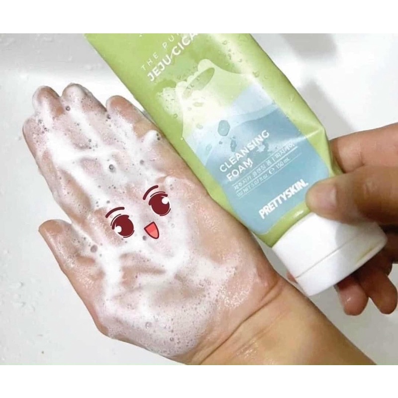 Sữa Rửa Mặt Chiết Xuất Rau Má Đảo Jeju Pretty Skin The Pure Jeju Cica Cleansing Foam