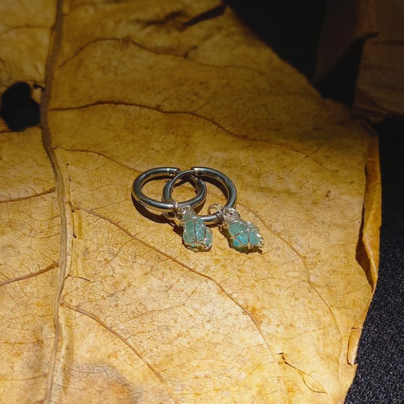 Khuyên tai handmade đ.á Apatite xanh bình yên