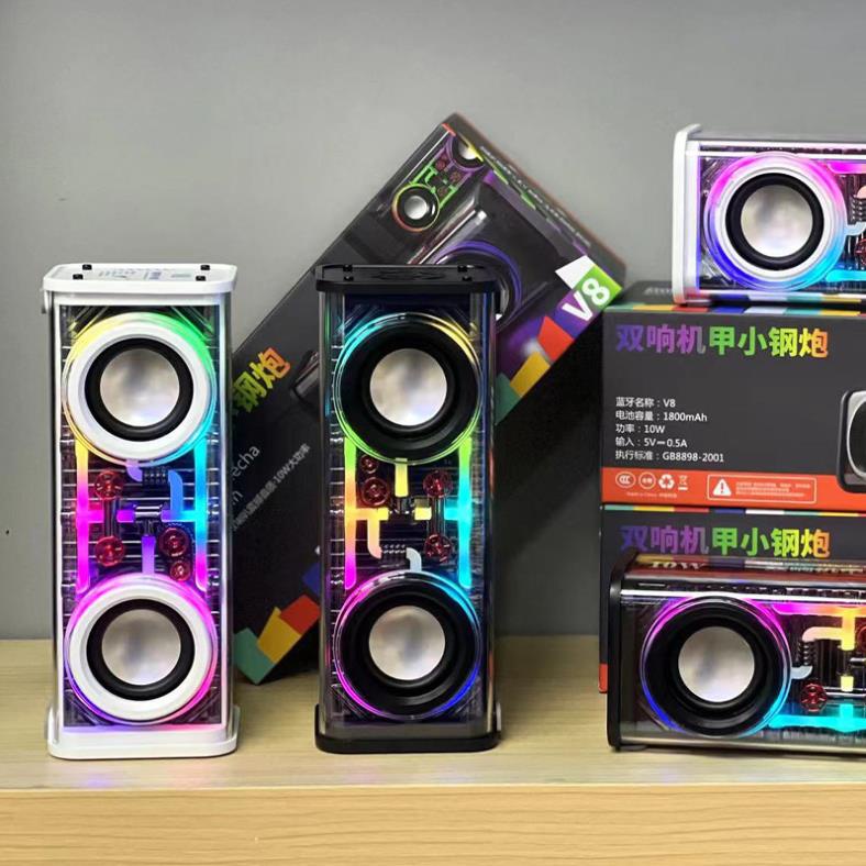 Loa bluetooth không dây V8 mini cầm tay công suất lớn, âm thanh hay, led nháy theo nhạc- - bibitech