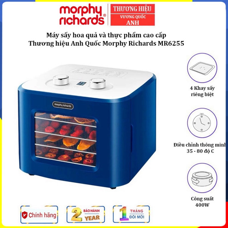Máy sấy thực phẩm Morphy Richards MR6255 Công suất: 400W có 4 khay sấy riêng- Bảo hành 12 tháng .