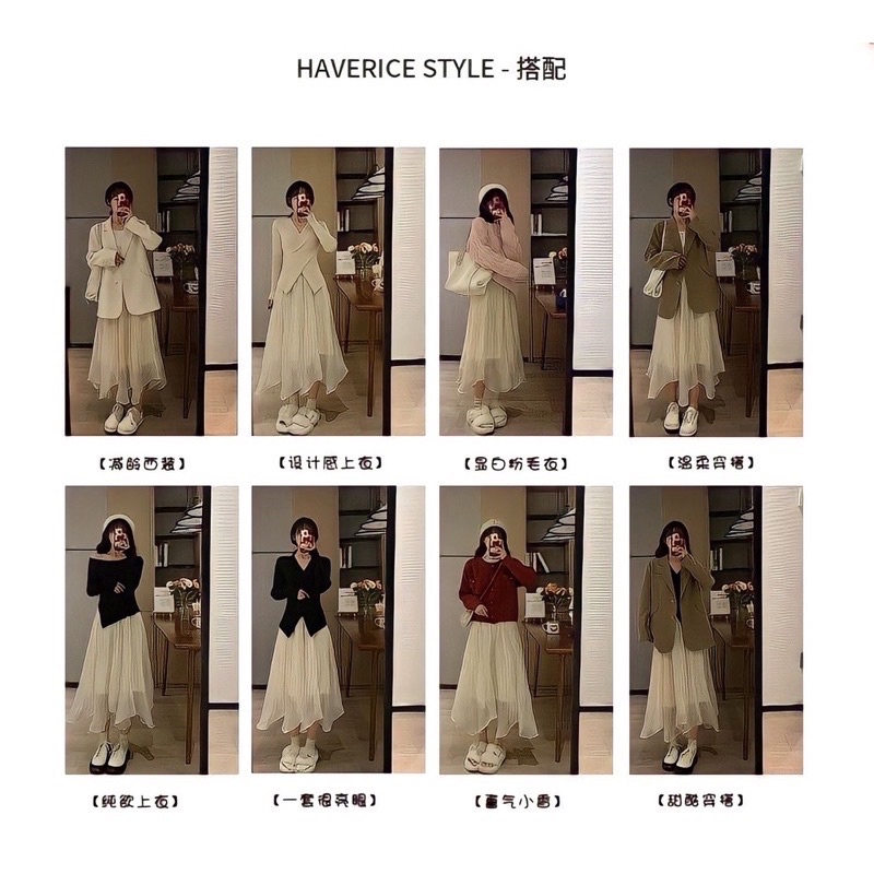 Chân váy midi voan công chúa bồng bềnh phong cách vintage