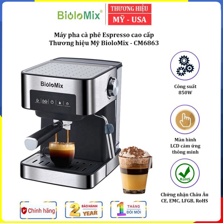 Máy pha cà phê tự động Espresso nhãn hiệu BioloMix CM6863 -  BẢO HÀNH 24 THÁNG .