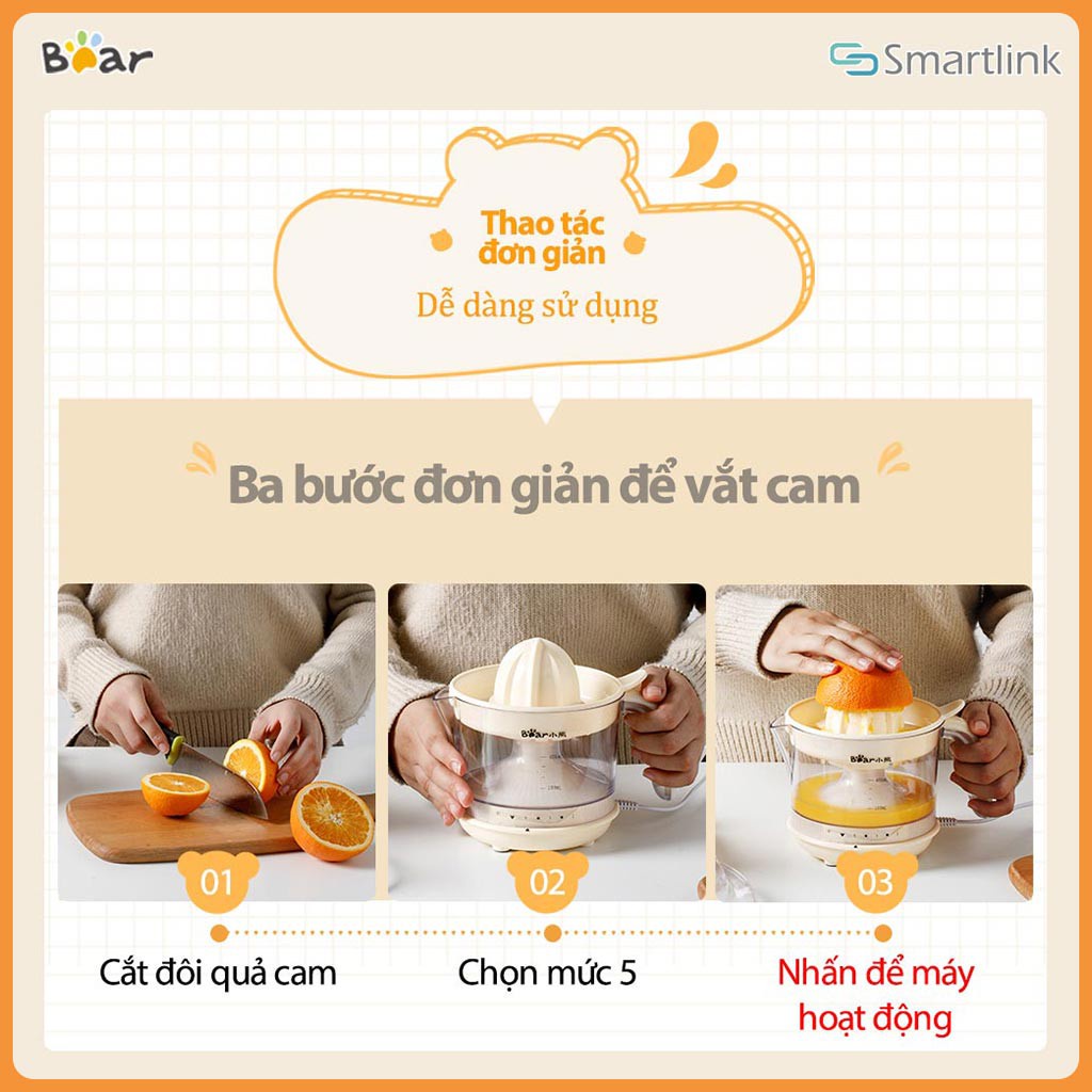 Máy vắt cam cho gia đình tự động tiết kiệm thời gian hai chiều Bear CZJ-A04B1 - Hàng Chính Hãng - Bảo Hành 18 Tháng