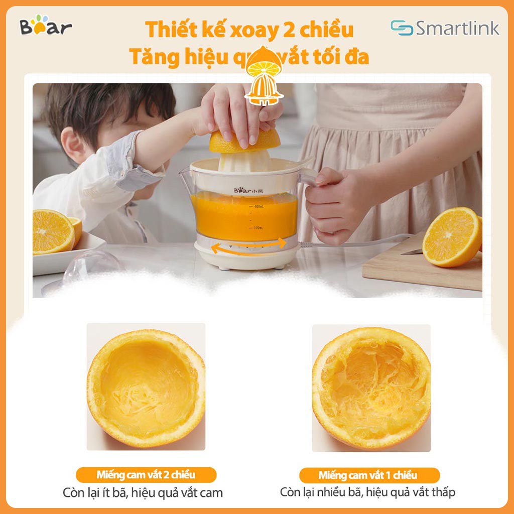 Máy vắt cam cho gia đình tự động tiết kiệm thời gian hai chiều Bear CZJ-A04B1 - Hàng Chính Hãng - Bảo Hành 18 Tháng