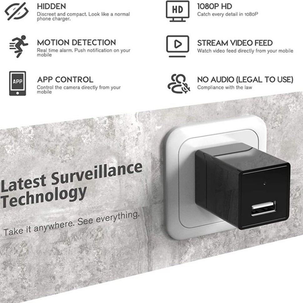 Camera giám sát wifi mini dạng củ sạc xem trực tiếp trên điện thoại, chất lượng video sắc nét 1080HD Tặng kèm thẻ nhớ 32 | BigBuy360 - bigbuy360.vn