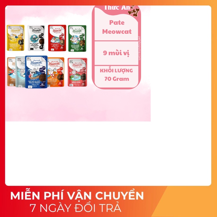 Hàng mới nhất Thùng Meowcat 48 gói pate dành cho mèo