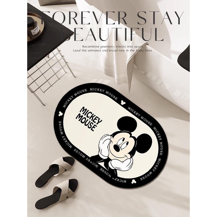Thảm Lót Sàn Nhà Tắm Mềm Mại Thấm Hút Nước Chống Trượt Chống Rơi Hình Chuột mickey