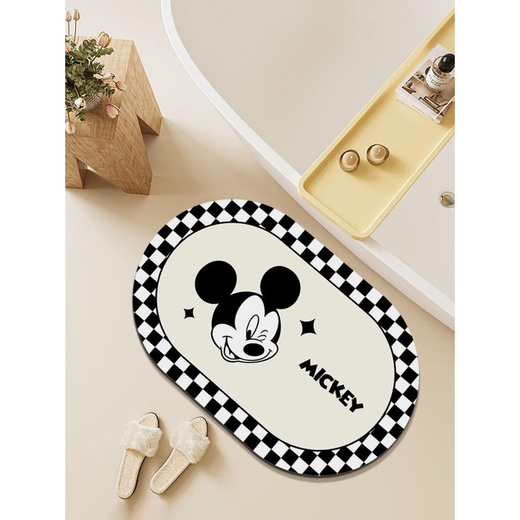 Thảm Lót Sàn Nhà Tắm Mềm Mại Thấm Hút Nước Chống Trượt Chống Rơi Hình Chuột mickey