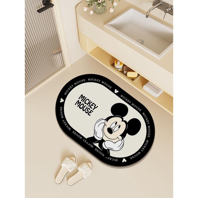 Thảm Lót Sàn Nhà Tắm Mềm Mại Thấm Hút Nước Chống Trượt Chống Rơi Hình Chuột mickey