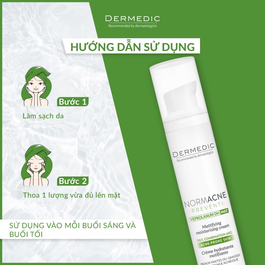 Kem dưỡng ban ngày giảm bóng nhờn, mụn Dermedic Normacne Mattifying Moisturising Cream 40ml