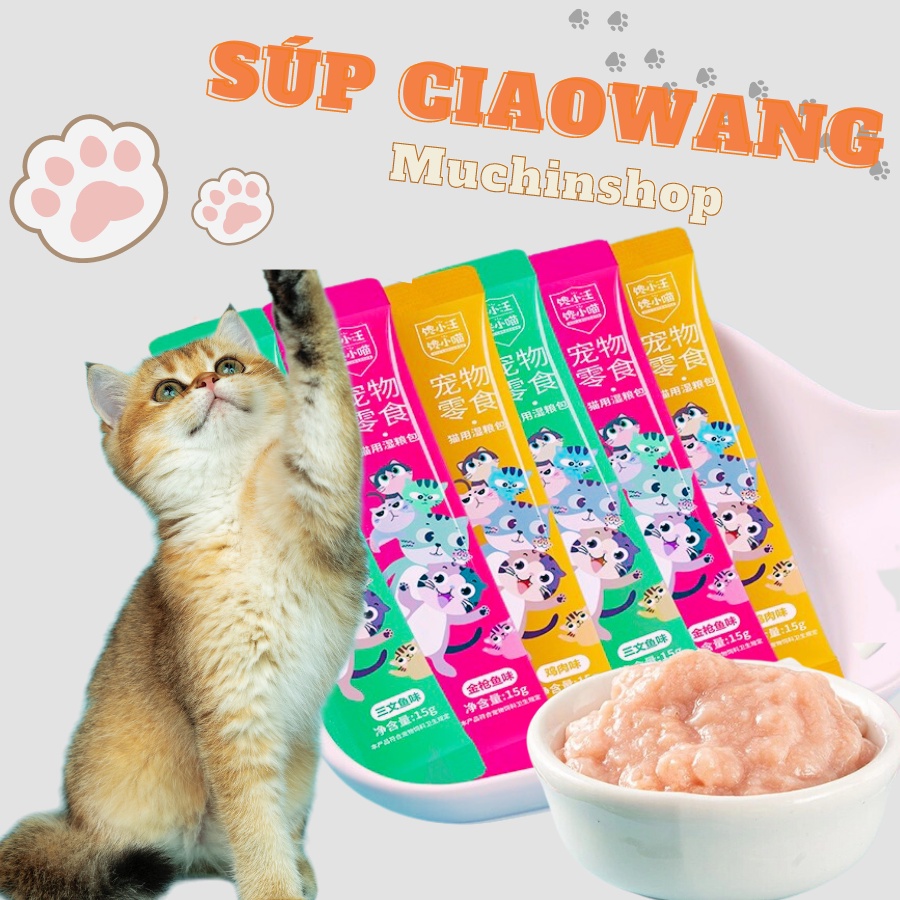 Combo 100 thanh súp thưởng Ciaowang cho mèo thanh 15g - Súp thưởng Ciaowang thơm ngon bổ dưỡng | Muchinshop