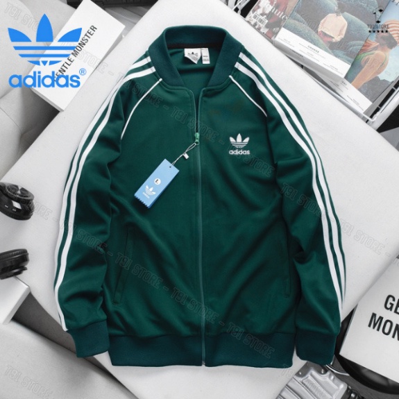 Áo Khoác Bomber 2 lớp  Adidas Thể Thao cao cấp Nam Vải Thun Nỉ Dày Co Giãn  Áo Khoác 3 Sọc kẻ Trắng xu hướng