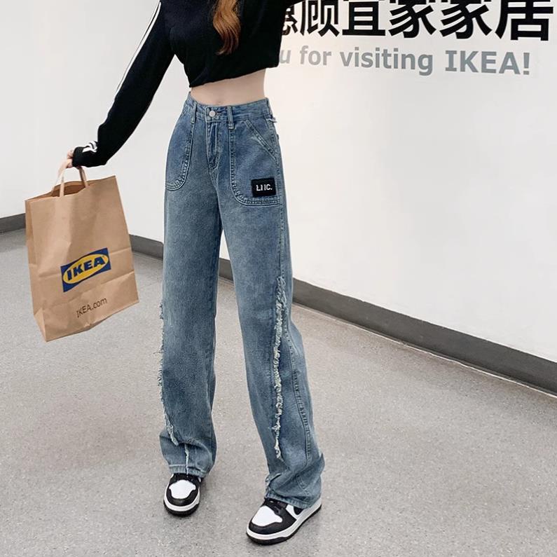 Quần Jean Nữ Ống Suông , Quần Bò Nữ Ống Rộng Lưng Cao Màu Xanh Mài Phong Cách Đường Phố Hàn Quốc 2023 TL36 | BigBuy360 - bigbuy360.vn