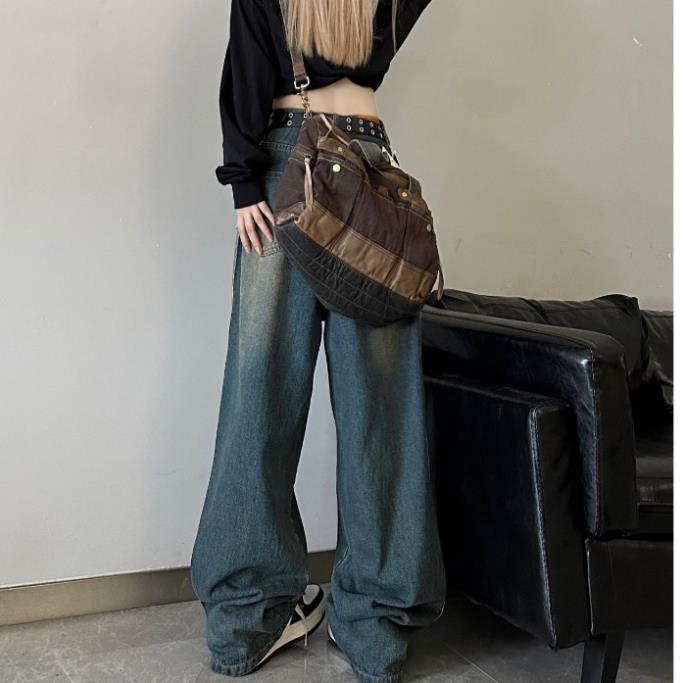 Quần Jean Nữ Ống Suông , Quần Bò Nữ Ống Rộng Lưng Cao Màu Xanh Cổ Điển Phong Hàn Cá Tính Đ40 | BigBuy360 - bigbuy360.vn