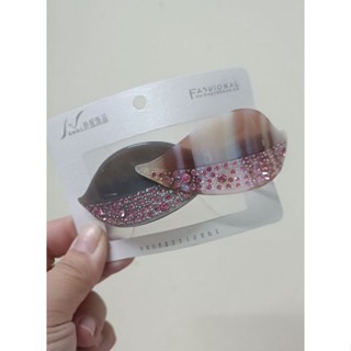 kẹp tóc sau - cặp đuôi tóc hình 2 chiếc lá đính đá ánh xà cừ dành cho trung niên