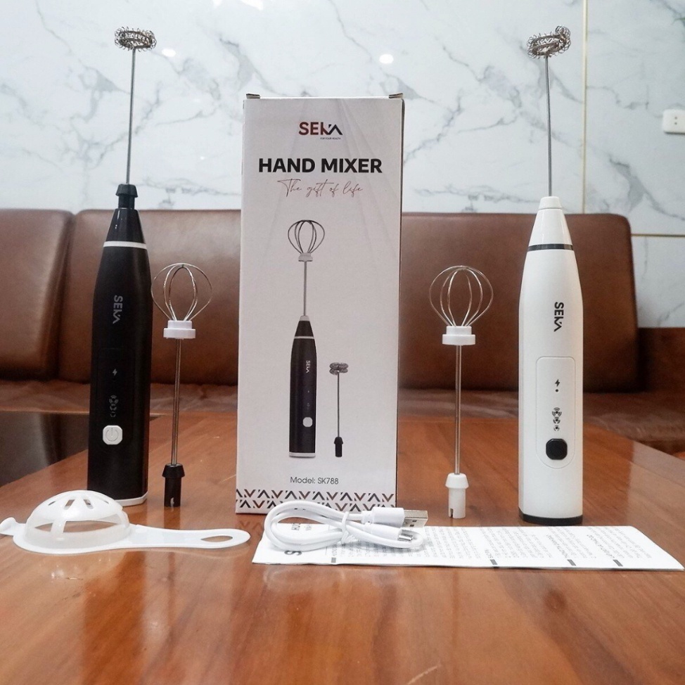 Máy tạo bọt cà phê, SEKA đánh trứng cầm tay mini không dây đa năng 3 chế độ ...