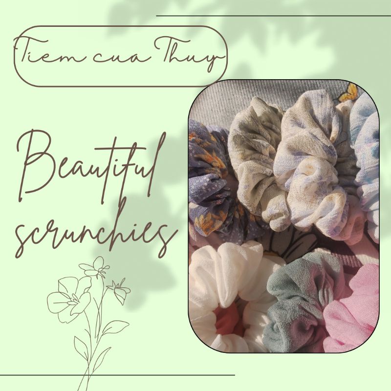 [100% Handmade] Scrunchies, cột tóc size mini đũi mềm mịn, xinh xắn