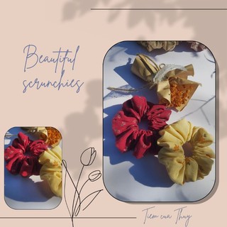 Cột tóc vải scrunchies vải linen