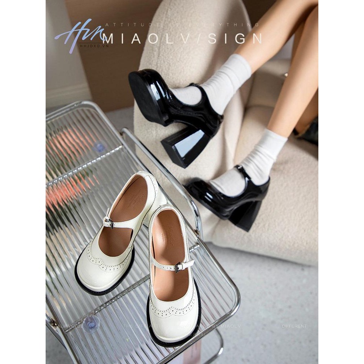 Giày Búp Bê Đế Dày Mũi Tròn Chống Thấm Nước Phong Cách retro Cho Nữ