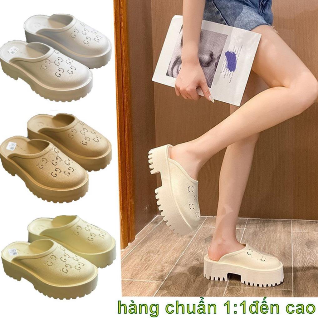 Sục Gucci nữ độn đế 5cm, Dép GC nữ đúc cao cấp bền bỉ đế cao 5cm phối đồ cực đẹp (săn hàng)