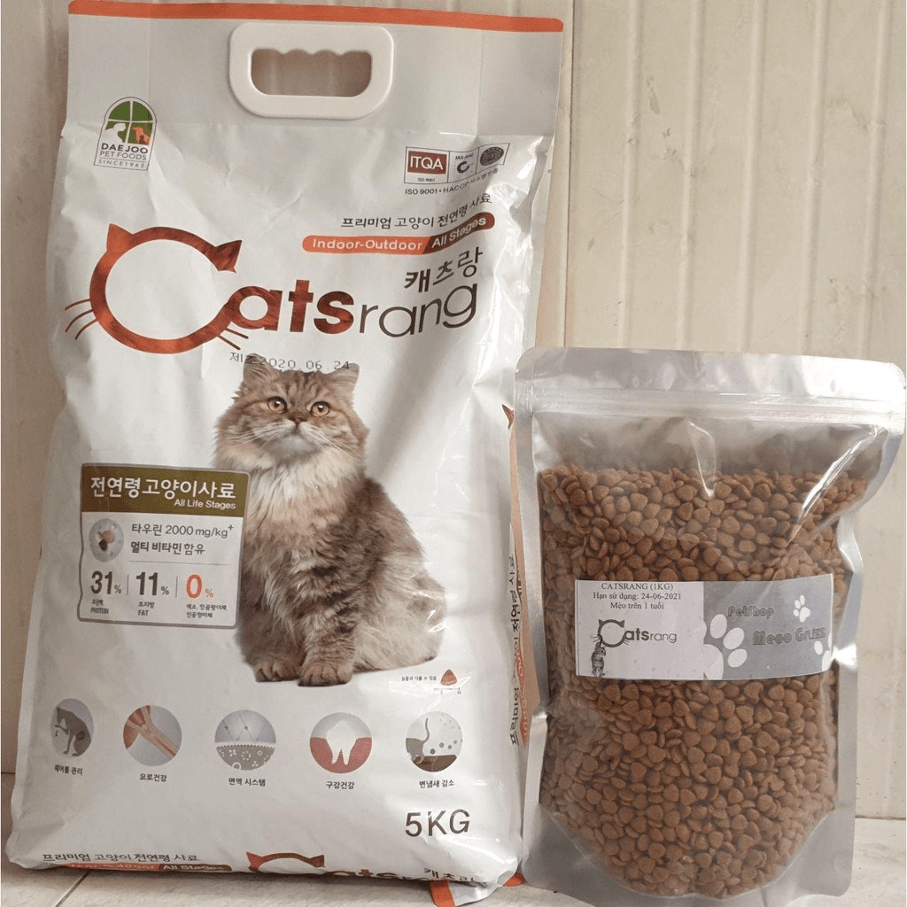 Hàng mới nhất Catsrang 5kg Và Túi Chiết 1kg Thức Ăn Hạt Khô Dành Cho Mèo Mọi Lứa Tuổi  Mã TACCM50
