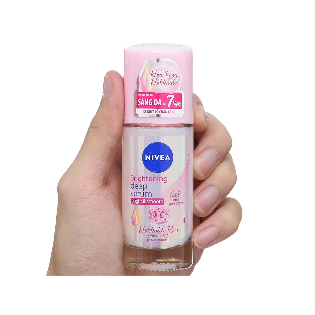 Lăn Ngăn Mùi Nivea Serum Whitening Deep Hokkaido Rose Hoa Hồng giảm mùi mồ hôi cơ thể, và chăm sóc Body sau tắm 40Ml