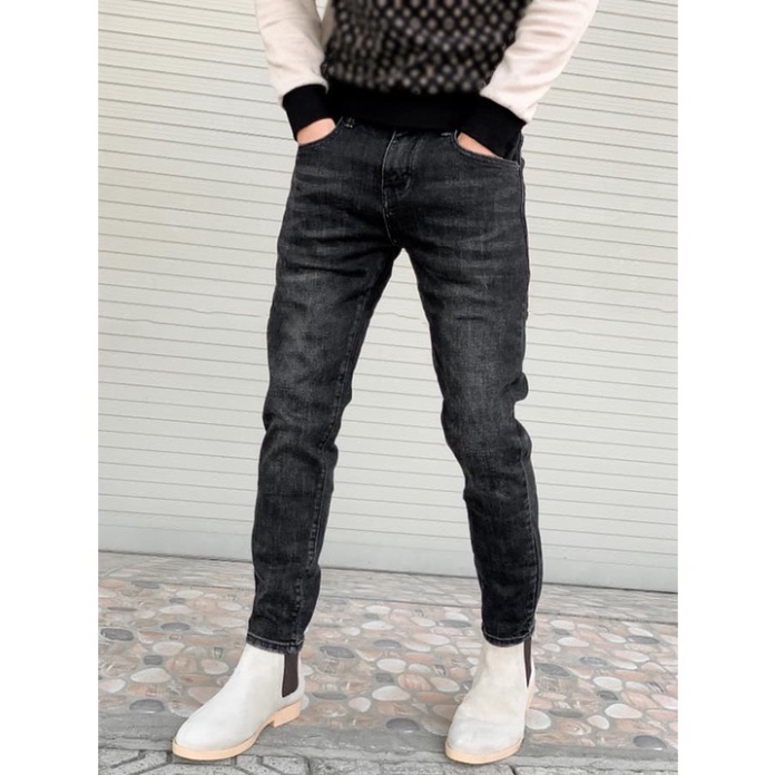 Quần jean nam Dsq2 biker form Slimf Quần bò nam DSQRED2 xanh đậm xước nhẹ in chữ ICON sau đùi siêu chất