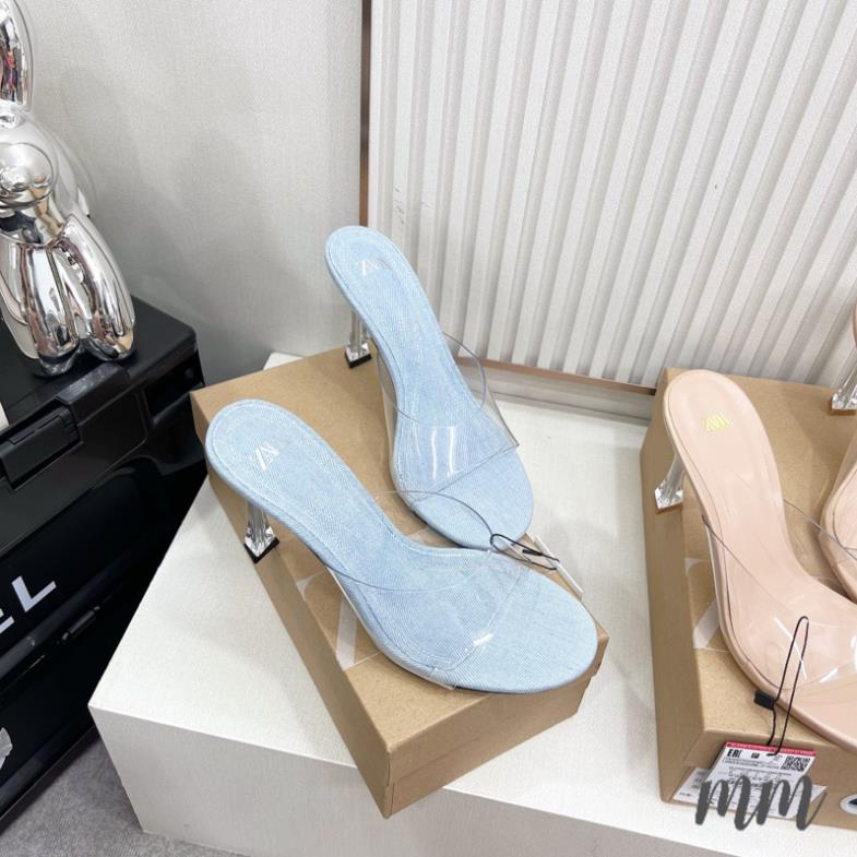 Guốc Zara mica trong gót 8cm mẫu mới tinh hè 2023. Hàng xuất dư fullbox