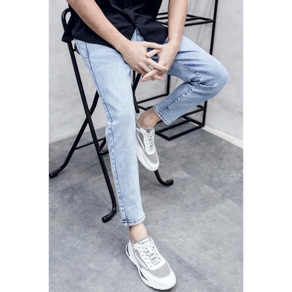 Quần Jeans DSQ Xanh Sáng Form Slimfit Quần Bò Nam Xanh Mài Loang Vẩy Sơn Rách Gối Họa Tiết Siêu Hottrend