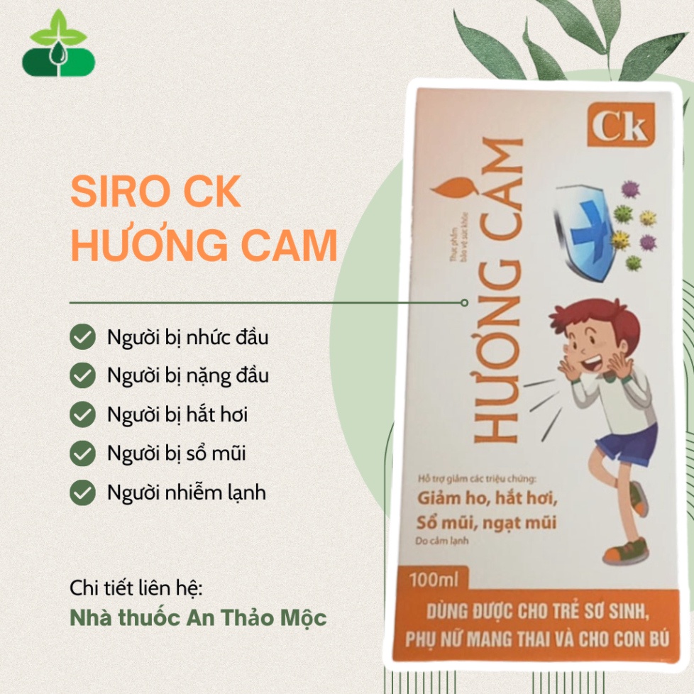 Siro CK Hương Cam Vàng hỗ trợ giảm ho hắt hơi sổ mũi ngạt mũi do cảm lạnh 100ml