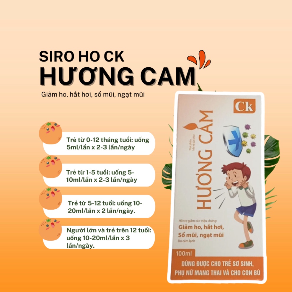 Siro CK Hương Cam Vàng hỗ trợ giảm ho hắt hơi sổ mũi ngạt mũi do cảm lạnh 100ml