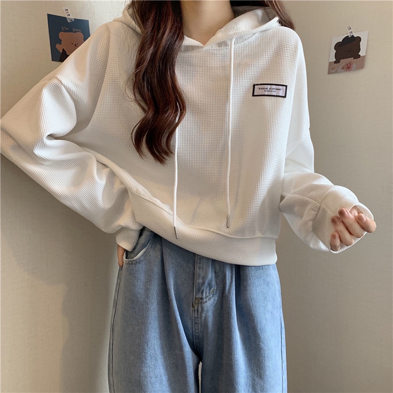 Áo Hoodie Lửng Dáng Rộng Thời Trang Thu Đông Mới Cho Nữ