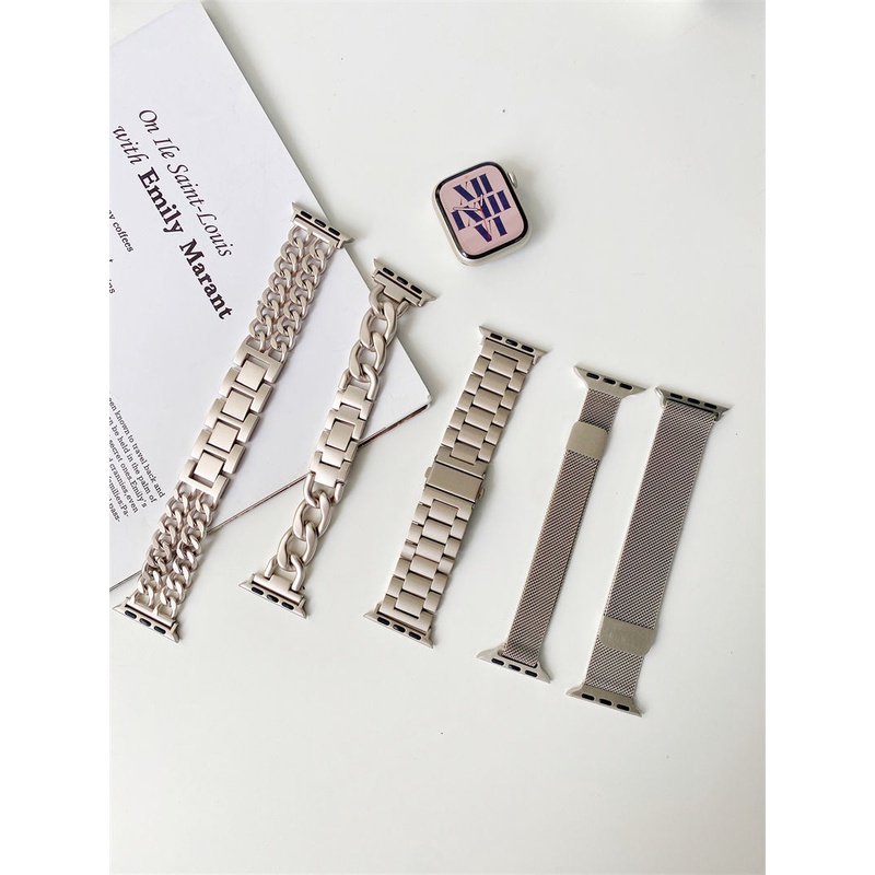 Dây Đeo Thay Thế Cho Đồng Hồ Thông Minh apple se iwatch8 764321 Dây Đồng Hồ Đeo Tay Thời Trang Bằng Thép Không Gỉ 45mm