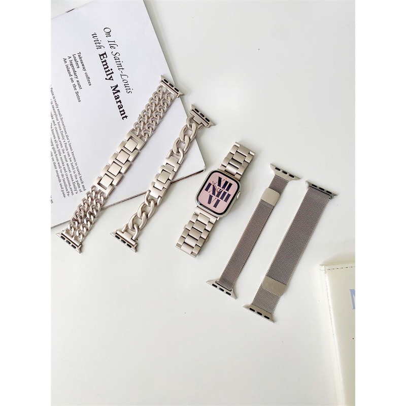 Dây Đeo Thay Thế Cho Đồng Hồ Thông Minh apple se iwatch8 764321 Dây Đồng Hồ Đeo Tay Thời Trang Bằng Thép Không Gỉ 45mm
