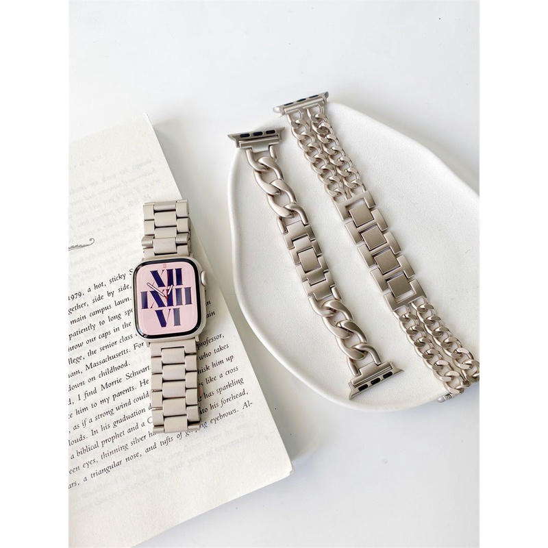 Dây Đeo Thay Thế Cho Đồng Hồ Thông Minh apple se iwatch8 764321 Dây Đồng Hồ Đeo Tay Thời Trang Bằng Thép Không Gỉ 45mm