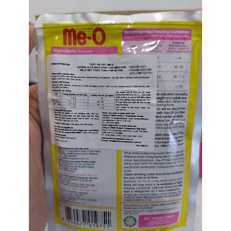 Combo 12 gói pate dinh dưỡng Me-O cho mèo con và mèo lơn-cá ngừ,cá biển,cá trắng,gà