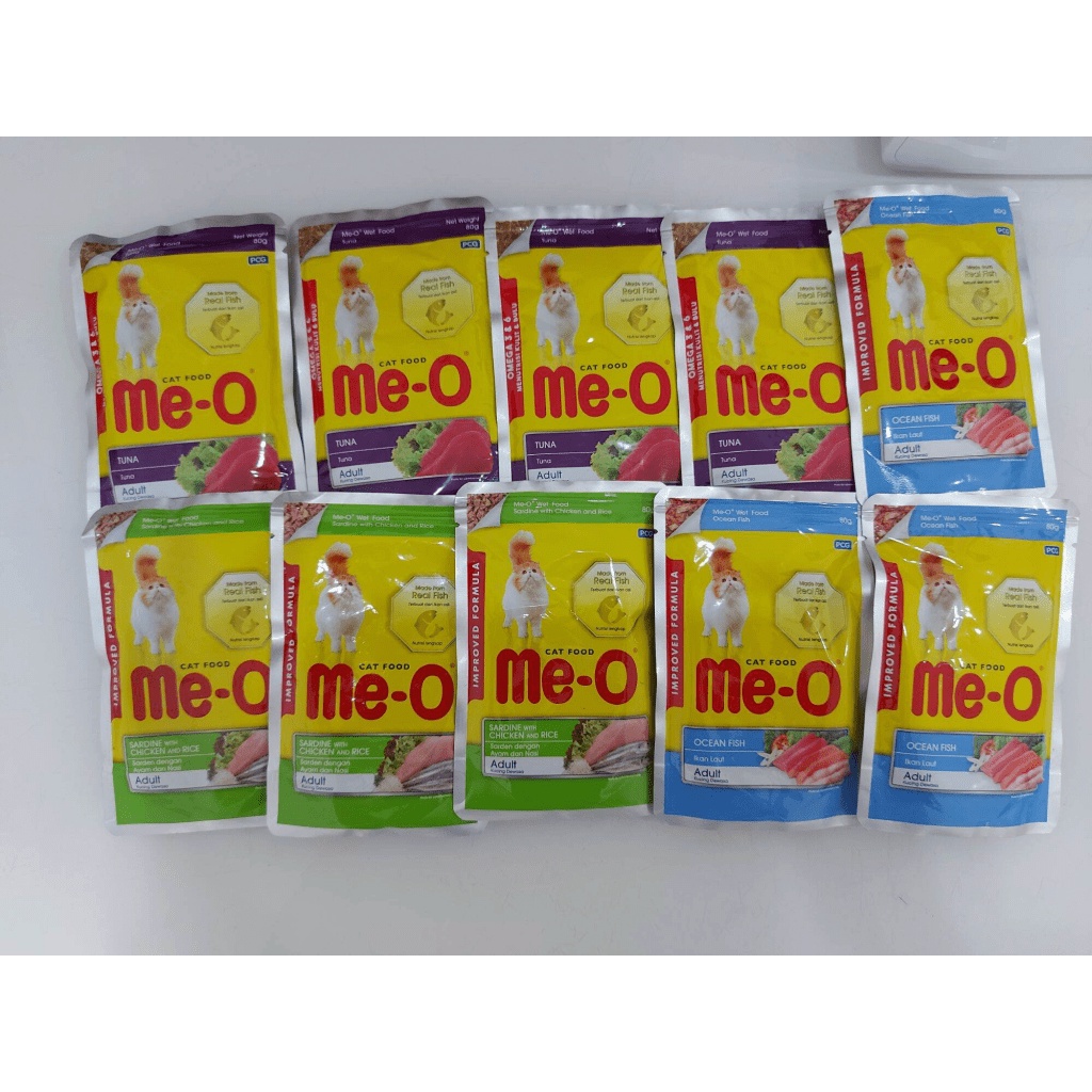 Combo 12 gói pate dinh dưỡng Me-O cho mèo con và mèo lơn-cá ngừ,cá biển,cá trắng,gà