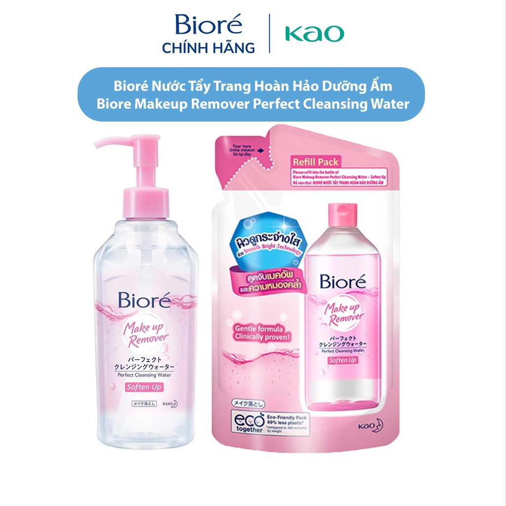 Combo Bioré Nước Tẩy Trang Hoàn Hảo Biore Makeup Remover Perfect Cleansing Water 300ml và túi Refill 250ml