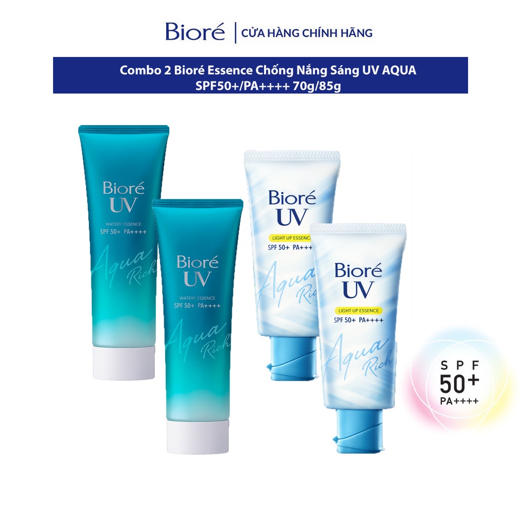 Combo 2 Bioré Essence Chống Nắng Sáng UV AQUA SPF50+/PA++++ 70g/85g