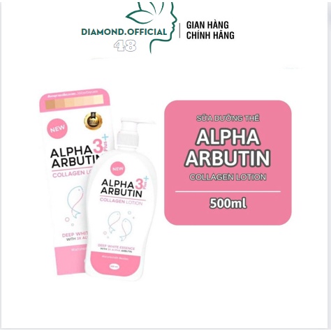 Sữa Dưỡng Thể Trắng Da Alpha Arbutin Collagen Lotion 3 Plus Thái Lan 500ml - Hàng Chính Hãng - diamond Mart