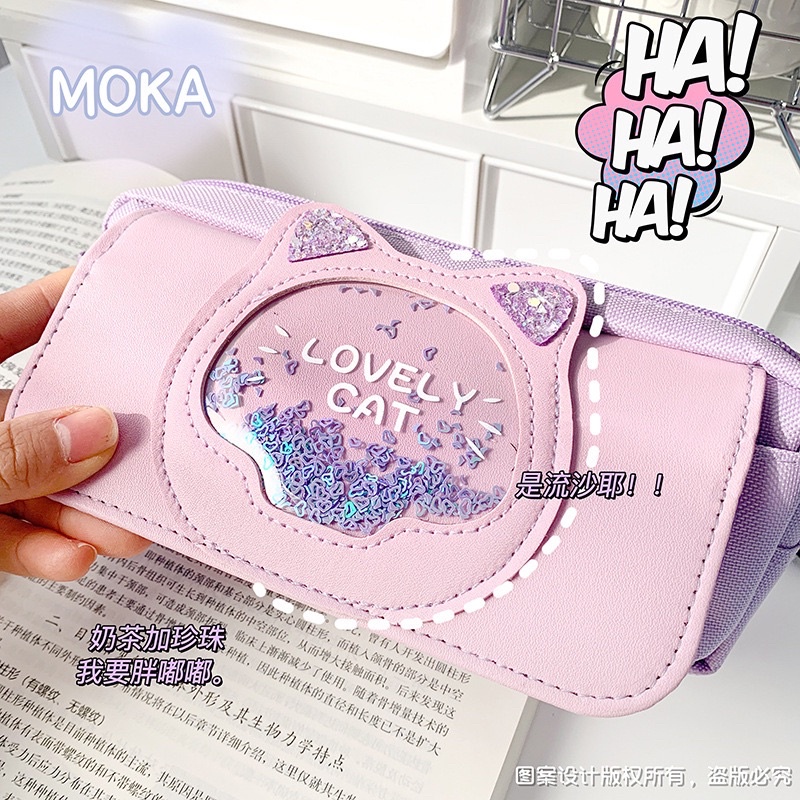 Túi bút hình mèo lấp lánh