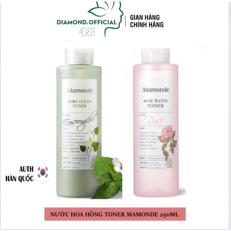 Nước hoa hồng toner Mamonde giúp cân bằng độ PH , sạch sâu lỗ chân lông 250ml