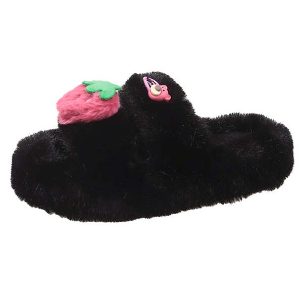 Dép Lông Xù Đính Hình Gấu Dâu Tây Đáng Yêu Thời Trang 2023