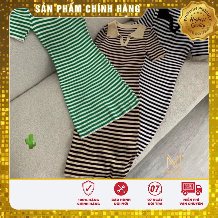 Đầm cổ bẻ sọc ôm xinh đẹp ĐS