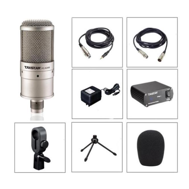 Mic PC K200 livestream chuyên nghiệp,Tặng Nguồn Phantom 48v, Dây Jack Đầy Đủ taphoanhaso