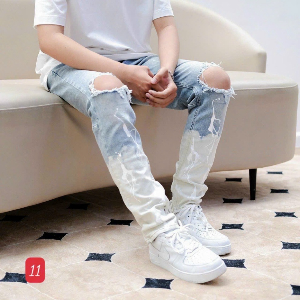 Quần Jean Nam DSQ Màu Xanh Vảy Sơn Khóa Sườn Hottrend Quần Bò Nam Thời Trang Chất Liệu DeHim Co Giãn