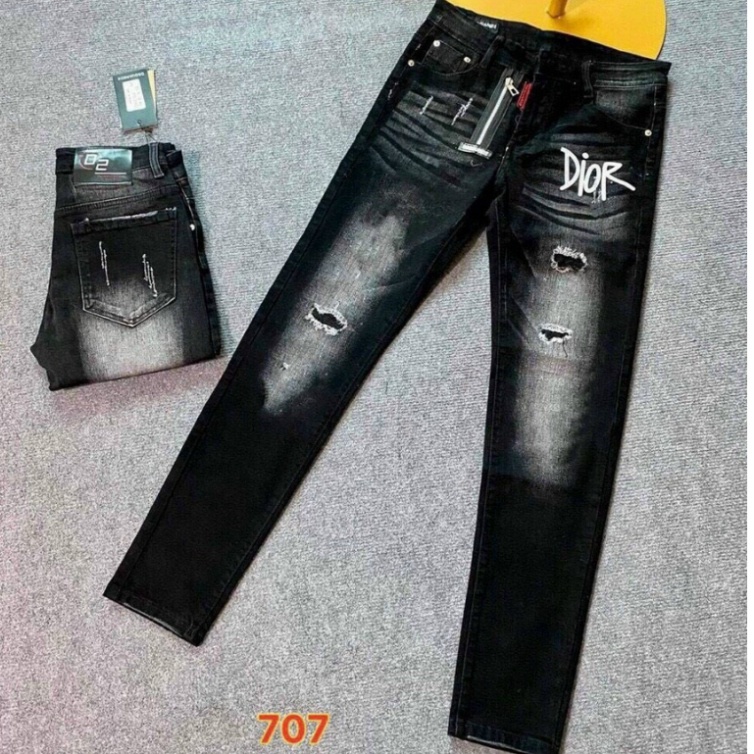 Quần Jean Nam DSQ Xanh Đậm Rách Gối Nhăn 3D Form Slimfit Cực Chuẩn Quần Bò Nam Siêu Hot