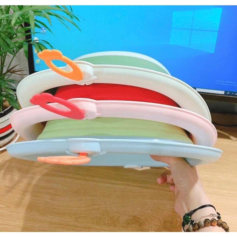 Thau Chậu Rửa Mặt Gấp Gọn Hình Chú Thỏ Con Dễ Thương Có Móc Treo Cho Bé Yêu